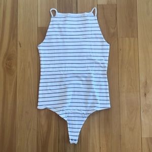 Abercrombie & Fitch White and Black Striped Bodysuit